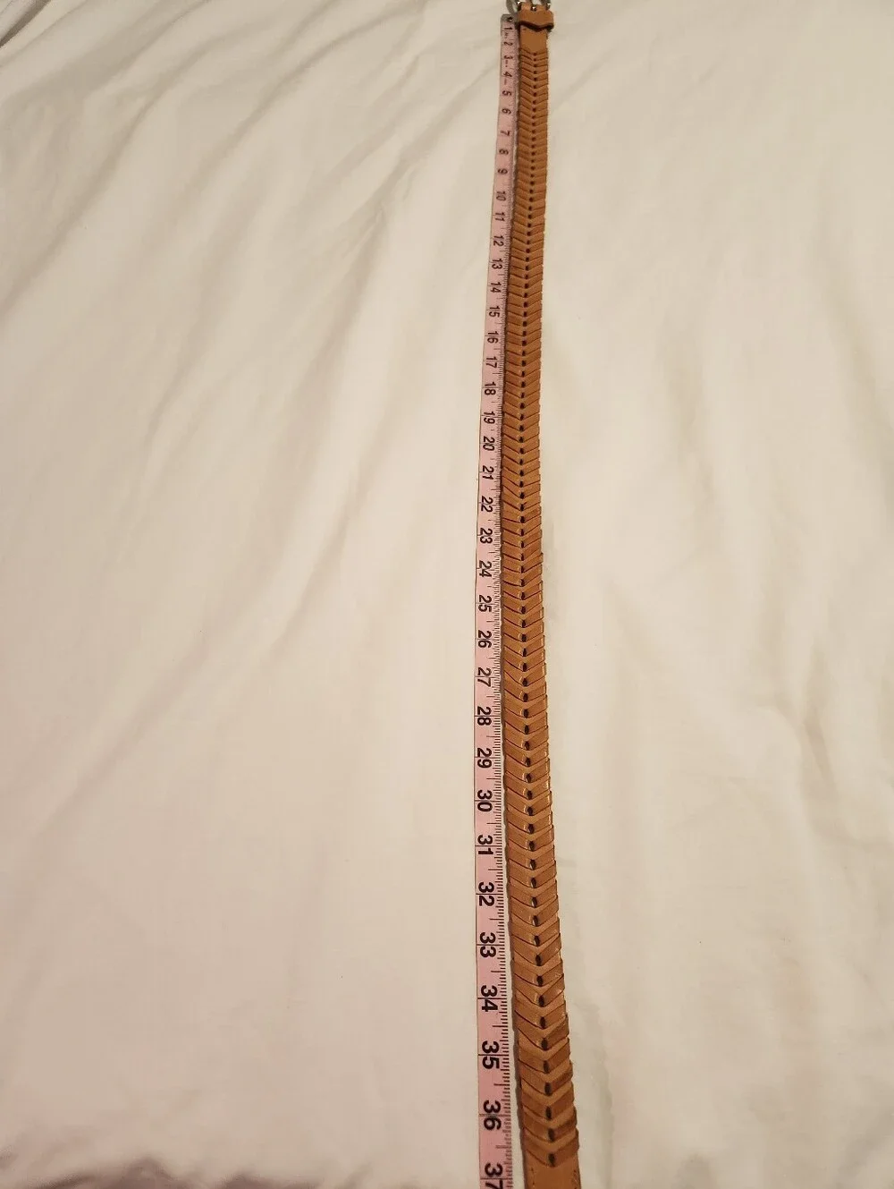 Vintage Banana Tan Braided Woven Silver Tone Buckle Leather Belt